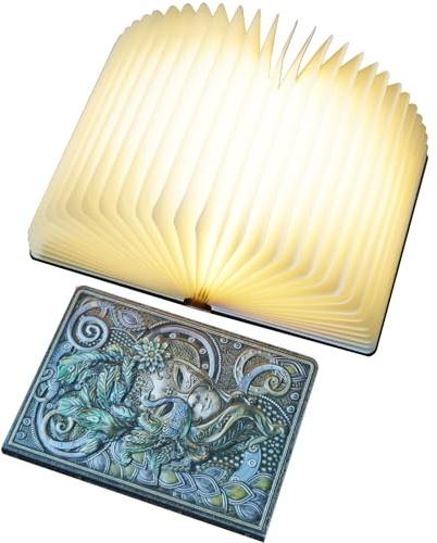 QXMGCBOK Dekorative LED-Buchlampe mit Relief-Design –Home Decoration, USB-ladbar, Elegante Buchdekoration & Geschenk für Buchliebhaber(Farbe)