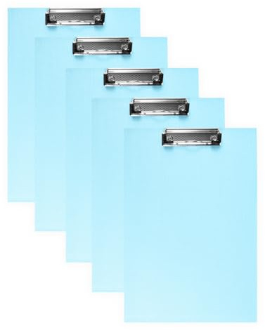 10 Stück DIN A4 Klemmbretter Schreibbrett Schreibunterlage Klemmmappe Schreibplatte (Hellblau)