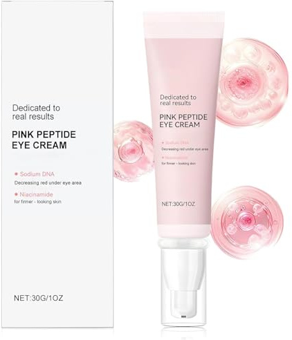 Pink Peptide Eye Cream, Crema Ojeras, Contorno de ojos Antiarrugas Mujer, con Niacinamida y Retinol de Pureza del 99%, Crema de ojos Coreana Antiedad para Ojos Contra Líneas Finas y Círculos Oscuros
