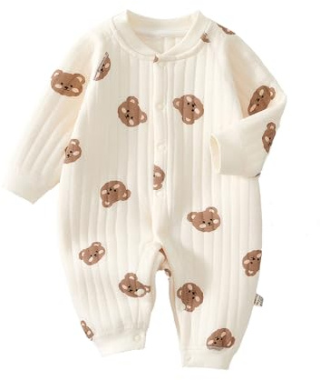 TootyTots Nyfödda unisex sparkdräkt, långärmad overall 100 % bomull mjuk och bekväm, för utomhuskläder och sovkläder, lämplig för alla årstider