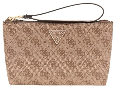 GUESS borsa per utensili Laurel II Wristlet Pouch Latte Logo marrone