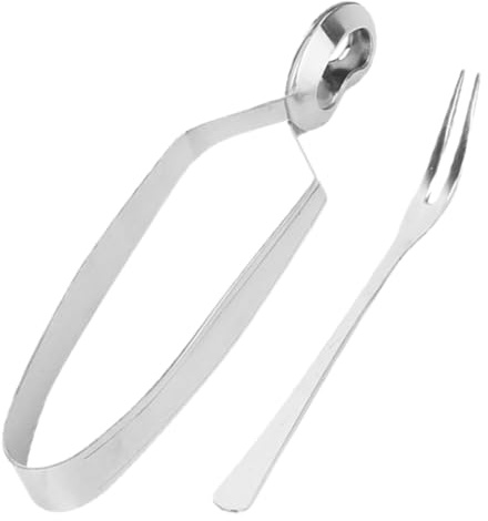 FRCOLOR Set Pinze e Forchetta per Lumache in Acciaio Inossidabile Resistente al Calore, Utensili da Cucina Pratici per Servire Lumache e Crostacei, Adatti per Cena Formale e Uso
