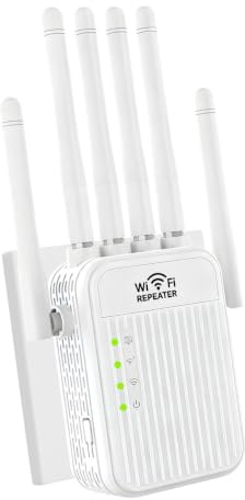 Amplificador Señal WiFi 5G / 2.4G Repetidor WiFi Largo Alcance, WiFi Extender con 6 Antenas de Alta Ganancia,2 Puerto LAN,Extensor de WiFi para casa y Oficina