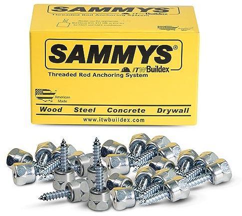 Sammys 8002957-25 Vertical Rod Anchor Super Screw with 1/4 in. Threaded Rod Fitting, 1/4 x 1'' Screw, for Wood (Pkg.=25) , Zinc