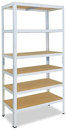shelfplaza® 230x50x40cm HOME Schwerlastregal weiß/Metallregal mit 6 Böden/Kellerregal Metall, Garagenregal, Werkstattregal oder Regal Lagerregal/Steckregal Metall mit 145kg Tragkraft