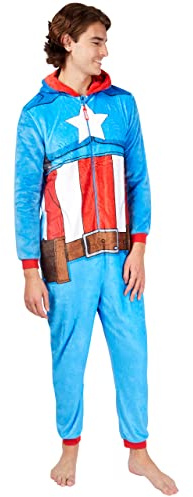 Marvel Mens Onesie Captain America Medium Blue