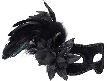 XGOPTS Masquerade Mask for Women | Feather Flower COS Eye Masks for Venetian Costume | Carnival Prom Ball Fancy Dress Mardi Gras Day of the Dead Halloween Dance Party Christmas Supplies