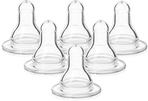 Evenflo Feeding - Pezones clásicos de silicona sin BPA de flujo medio – 3 meses +, transparente 6 unidades (paquete de 1)