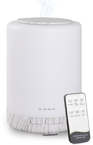 WD&CD [300ml] Diffuser Humidificador Aromaterapia Difusor de Aroma con Temporizador Non-stop/1/3/6h, Humidificador Ultrasónico y Ultrasilencioso con 7 Colores LED, Ultra Silencioso, Blanco