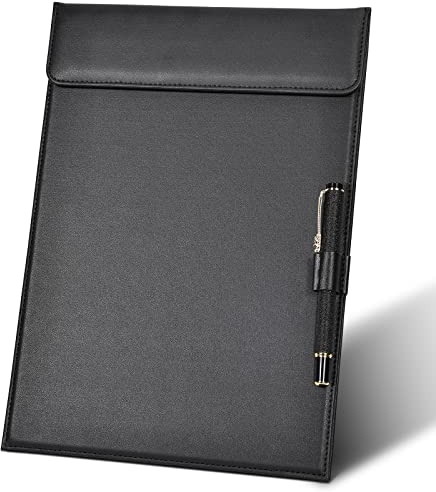 GORESE Klemmbrett A4 Leder Schreibbrett A4 Klemmbrettmappe Clipboard Speisekarte mit Magnetisches Clip und Stiftclip für Konferenzmappe Büro Klassenzimmer Restaurant Bar Café