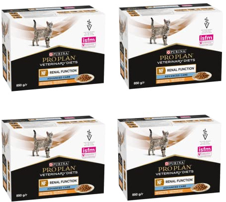 Purina Pro Plan Veterinary Diets NF Renal Function Advanced Care Pollo | Paquete de 4 | 4 x 10 x 85g | Alimento dietético Completo para Gatos Adultos en Sobres Frescos | para apoyar la función renal