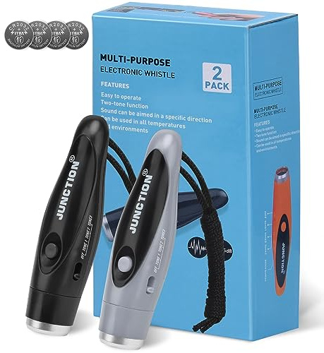 Xflyee Electronic Whistles 2 Pack, Handheld 3 Tones High Volume Electric Whistles with Lanyard for Teacher, Coaches, Referees, Training Whistle, Loudest Outdoor Emergency Whistle, Sports Whistle
