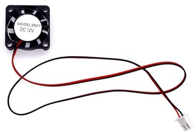 JZK Ventilador refrigeración mini 25x25x7 mm DC 12V 25 mm con 2 pines, 10000 rpm,0,04 A,2507 pequeño ventilador DC sin escobillas 2,5 cm para placa desarrollo, tarjeta gráfica, ventilador impresora 3D