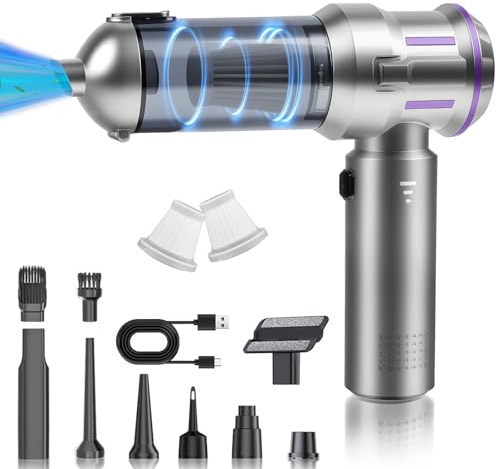 GuKKK Aspirador de Mano, 4 En 1 Aspirador de Mano de la Batería, 16000Pa Mini Aspirador, Mini Aspirador Coche Sin Cable Portátil con 2 Filtro, Motor Sin Escobillas, para Coche, Hogar, Oficina