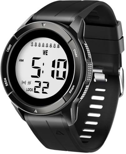 TICCI Men Unisex 8 Vibrating Alarms Watch for Elderly Seniors, Medication Aids Pill Reminder, Big Digits, Waterproof, Vibra Alert Notification,