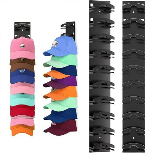 oooaooo 2 stycken baskeps hållare vägg, kapsylöppshållare vägglock förvaring utan borrning, hatthållare för skåp dörr hängande arrangör, keps arrangör kapphållare för rum dörr garderob