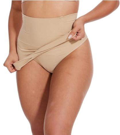 AMEEDA Body Reductor Mujer Vestido de Cintura Sexy for Mujer, Moldeador de Cuerpo sin Costuras, con Tanga incorporada, hasta la Rodilla, Levantador de glúteos, Falda Antideslizante.(Nude,M)