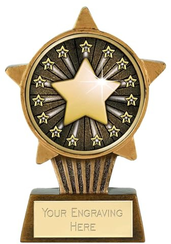 TROPHIESPLUSMEDALS Star Gold Mini Star Trophy – 10cm Resin Small Gold Star Award Cup for Competitions, Events & Celebrations | Personalised Mini Trophy | Perfect Party Prizes & Recognition Trophies