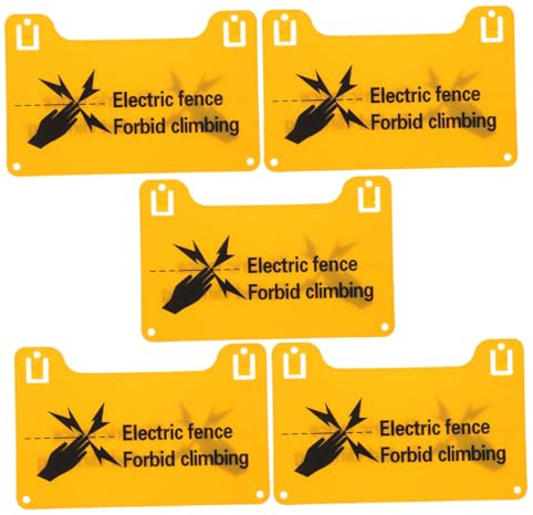 MAGICLULU Lot de 5 Panneaux d'Avertissement pour Clôture Électrique 20 X 128 CM Plastique Résistant aux Intempéries Panneau de Sécurité Haute Tension Extérieur Interdiction d'Escalade