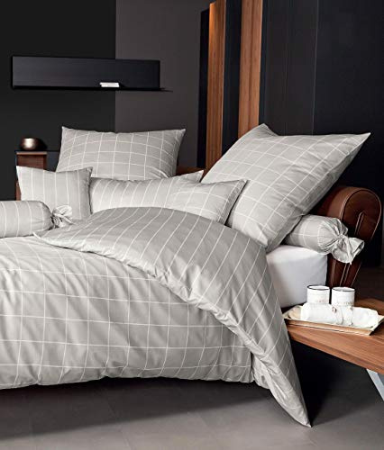 Janine Mako Satin Bettwäsche modernclassic 155 x 220 cm naturell Fb. 37