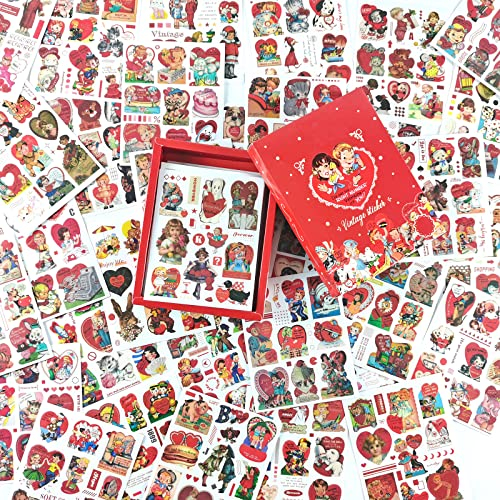 50 ark vintage Washi-klistermärken set, retro Kawaii karaktär djur dekorativt klistermärke för scrapbooking, barn gör-det-själv konsthantverk, Bullet Journaler, planerare, kalendrar, dagbok, anteckningsbok (A)