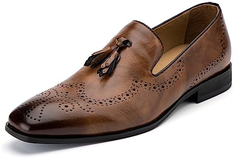 MEIJIANA Men Loafers Mens Slip on Formal Shoes Summer Shoes for Men Casual Leather Loafers, Brown-02,11 UK