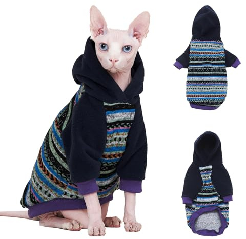 SNIXFever Sphynx katt huvtröja tröja varm fleecetröja för katt, stickad fleece hundkläder för kattungar små medelstora hundar (medium)