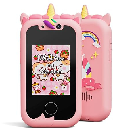 Ashfly Telephone Portable pour Enfants - Smartphone Enfant Jouets Fille 3 4 5 6 7 8 9 10 Ans, Téléphone Licornes 2,4 Pouces, Cadeaux d'anniversaire de Noël, Jouet éducatif avec 13 Jeux, Musique