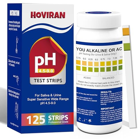 Strisce reattive per il pH della saliva e delle urine, 125 strisce reattive per le urine per monitorare i livelli di alcalinità e acidità nel corpo, controlla il tuo livello di pH da 4,5 a 9,0