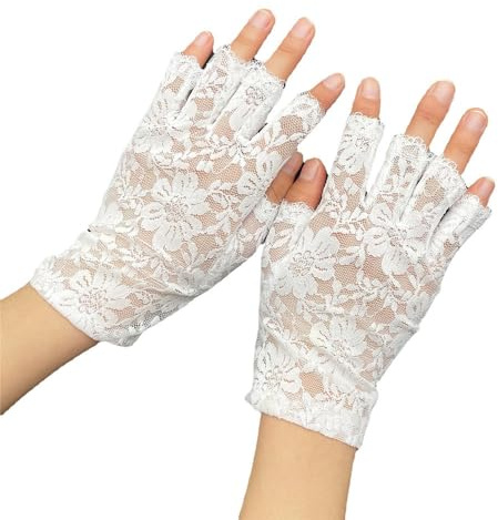 Uteruik Halvfinger spetshandskar operavantar dam korta blommiga handskar för kväll bröllop te party bal cosplay