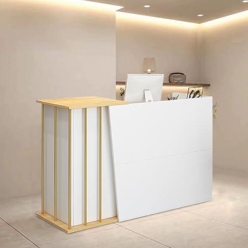 Receptiondisk med 2 Låsbara Lådor, Butikskassa med 4 Förvaringsutrymmen, Professionell Disktäcke för Kassa och Detaljhandel eller Klinik A 120cm