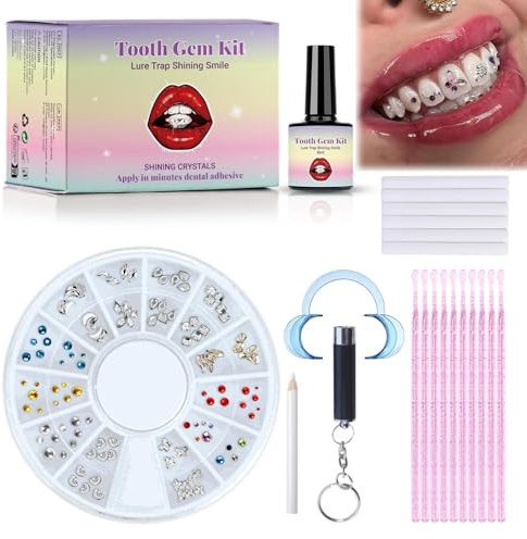 Kit de pierres dentaires à faire soi-même, bijoux de dents amovibles tendance pour femme, pierres précieuses en cristal de diamant pour décoration de dents
