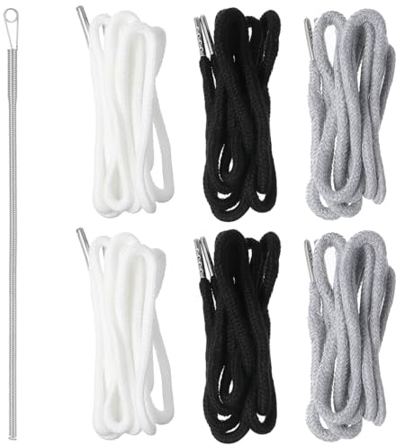 6 Pcs Drawstring Replacement, Universal Drawstring for Sweatpants 55.9 Inch Drawstrings Cord with Spring Threader Tool for Shorts Pants Jackets Coats Hoodies