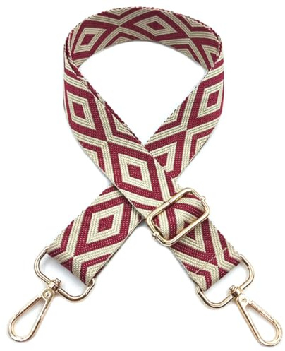 Correa para Bolsos Bandolera Multicolor, 3.8cm Anchura Correa de Hombro Ajustable con Mosquetón Dorado para Reemplazable Correa Bolso Crossbody de Mujer, Beige-Rojo Vino Claro, 403