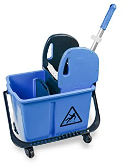 Hypafol Reinigungswagen 24 L – kompakter 2-Kammer-Putzwagen mit Trennwand & Mopp-Presse – ideal für Gebäude-, Hotel- und Büroreinigung sowie Gastronomie, Küche und Praxisräume