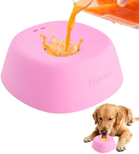 Yipetor Slow Feeder Dog Bowl with Licking Ball For Liquid Treat Dog Toys | Anti-Slip Dog Lick Ball Bowl, 3/4 Cup Yogurt Pumpkin Bone Broth, Enrichment Toy for Dogs, Boredom Relief & Digestion Health
