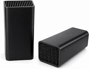 Universal Square Knife Block Without Knives, Black Kitchen Knife Holder, Compact Countertop Knife Storage Organizer, Space Saving Knife Stand, Fits Knives Up to 7.5 in / 19 cm