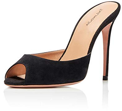Talons Aiguille Mules Sandales, MWOOOK-984 Escarpin Sexy 11~13CM - Chic Tendance - Grande Taille,Black,38