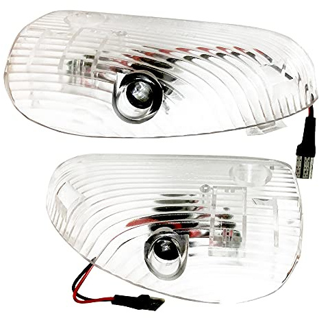 Duleutgnu 2 pezzi Illuminazione portiera auto Logo di benvenuto Definizione ombra fantasma Decorazione auto LED Porte per auto Luci di ingresso Lampada emblema 3D Lente di vetro (For 147)