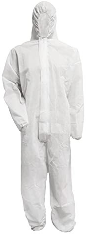 Bohrfux Lot de 5 combinaisons de peintre jetables en polypropylène avec capuche Taille L-XXXL 40 g/m, Blanc., XXXL