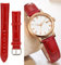 Leder Uhrenarmband, 18mm Geprägtes Alligator Grain Kunstleder Uhrenarmband, Rote Dornschließe Breites Schweißfestes Deo Universal für Herren Damen