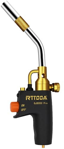 RTTOOA Propane Torch Head, GJ-8000pro High Intensity Torch Head, Trigger Start Gas Torch Kit for Propane, Pencil Flame Welding Torch Fuel by Mapp/Map/Propane, Soldering, Cooking（CSA Certified