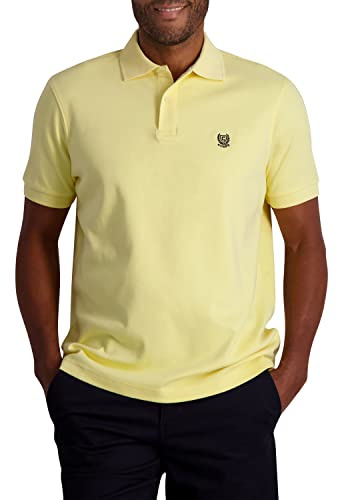 Chaps Men's Polo Shirt - Classic Fit Short Sleeve 2-Button Double Knit Cotton Polo Shirt (S-XL), Size Medium, Savannah Yellow