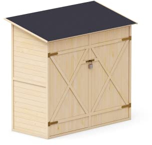 Upyard Abri de Jardin en Bois Naturel - Cabine de Rangement Extérieur - Cabane à Outils avec Système D'étagères 149x78x164 cm, Naturel