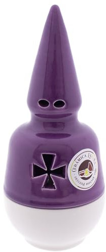 CERÁMICA ESPAÑA | Incensario nazareno Blanco-Morado | Incensarios religiosos | Incensarios de Barro | Incensarios Originales | Incensario Semana Santa | 9x9x20 cm