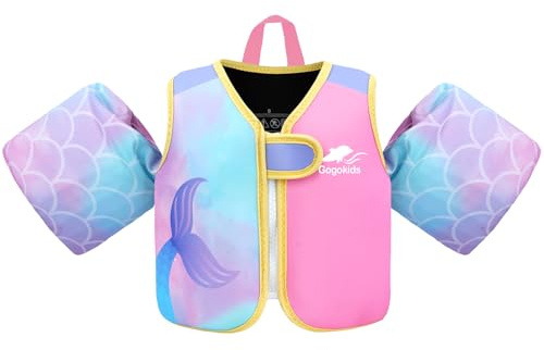 Gogokids Kinder Schwimmweste mit Schwimmärmeln, Kleinkinder Schwimmjacke mit Armbändern Jung Mädchen Schwimmhilfe Auftrieb für 3-6 Jahre/19-30 KG für Pool, Schwimmunterricht, Schwim und Wasserpark