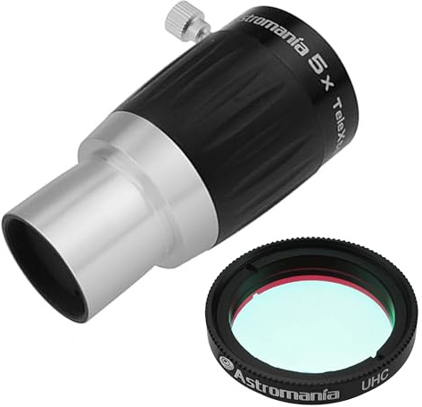 Astromania 1.25 UHC (Ultra High Contrast) Filter - Bundle with - 1.25 4-Elements 5X TeleXtender Premium Barlow Lens