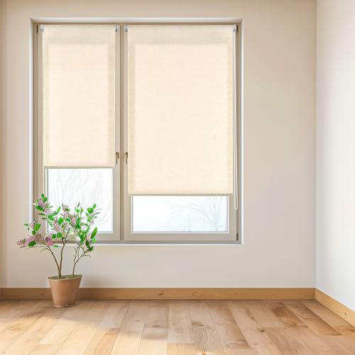 Blindecor Estor Instalación sin Herramientas Translúcido | Color Lino | 67 X180 cm (Ancho por Alto) Tamaño de la Tela 63x180 cm | Estores Enrollables Easyfix Tejido Lino