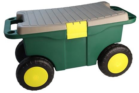 Fahrbarer Gartensitz, Rollwagen - mit Staufach - 55 x 26 x 29 cm