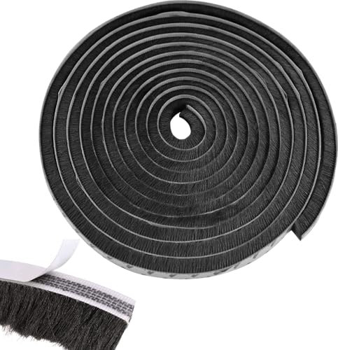 WAIZHIUA Self-Adhesive Brush Seal, 6 m Brush, Insect Protection, Sealing Brush for Roller Shutters, Doors, Windows, Sliding Doors, Wardrobes, Insect Protection (Black)